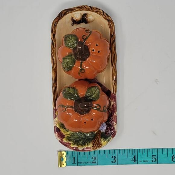 Bella Casa by Ganz Pumpkin Salt & Pepper Shakers and Butter Dish Tray - Picture 10 of 11
